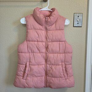 Old Navy Women Pink Full Zip Quilted Puffer Vest Size Medium Fall Winter